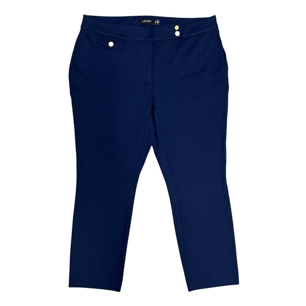 NWT Lauren Ralph Lauren Ponte Ankle Pants Plus Size 1X Resort Navy Blue Stretch